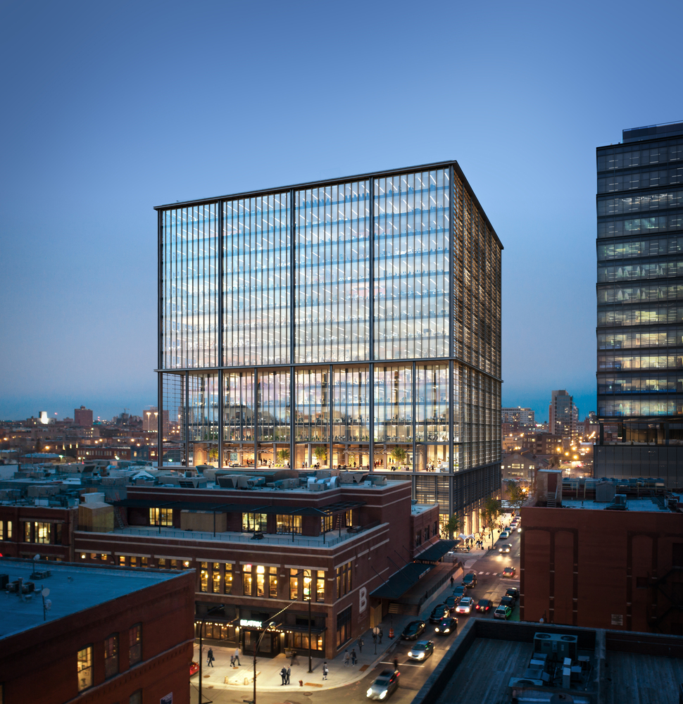 SOM芝加哥新办公楼设计公开，外露钢结构撑起通高五层露天平台